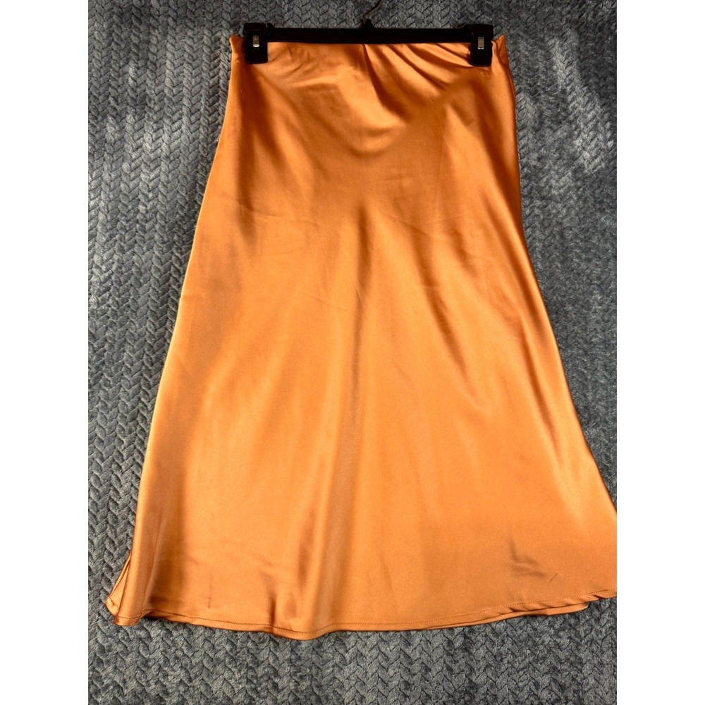 Elizabeth & Nicole‎ Satin A-Line Skirt Womens Medium Camel Brown Holiday Party